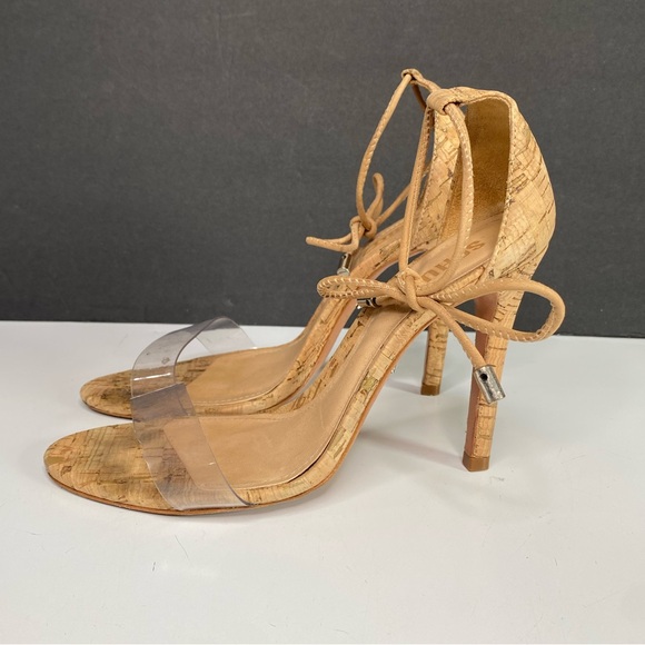 Schutz Womens Josseana Nude Beige Clear Strap Ankle Tie Heels Sandals Size 7.5 B - Picture 4 of 11